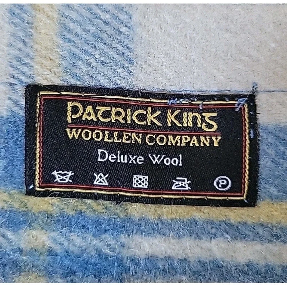 Patrick King Fringed Wool Scarf Plaid Flannel Pockets Academia Classic Preppy‎